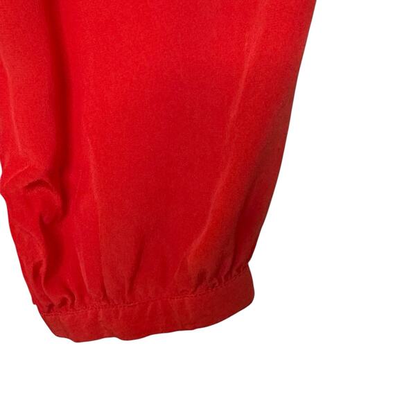 Stella Forest US 12 Red Pleated Front Art Deco Back Buttons Silky Blouse - Picture 4 of 6